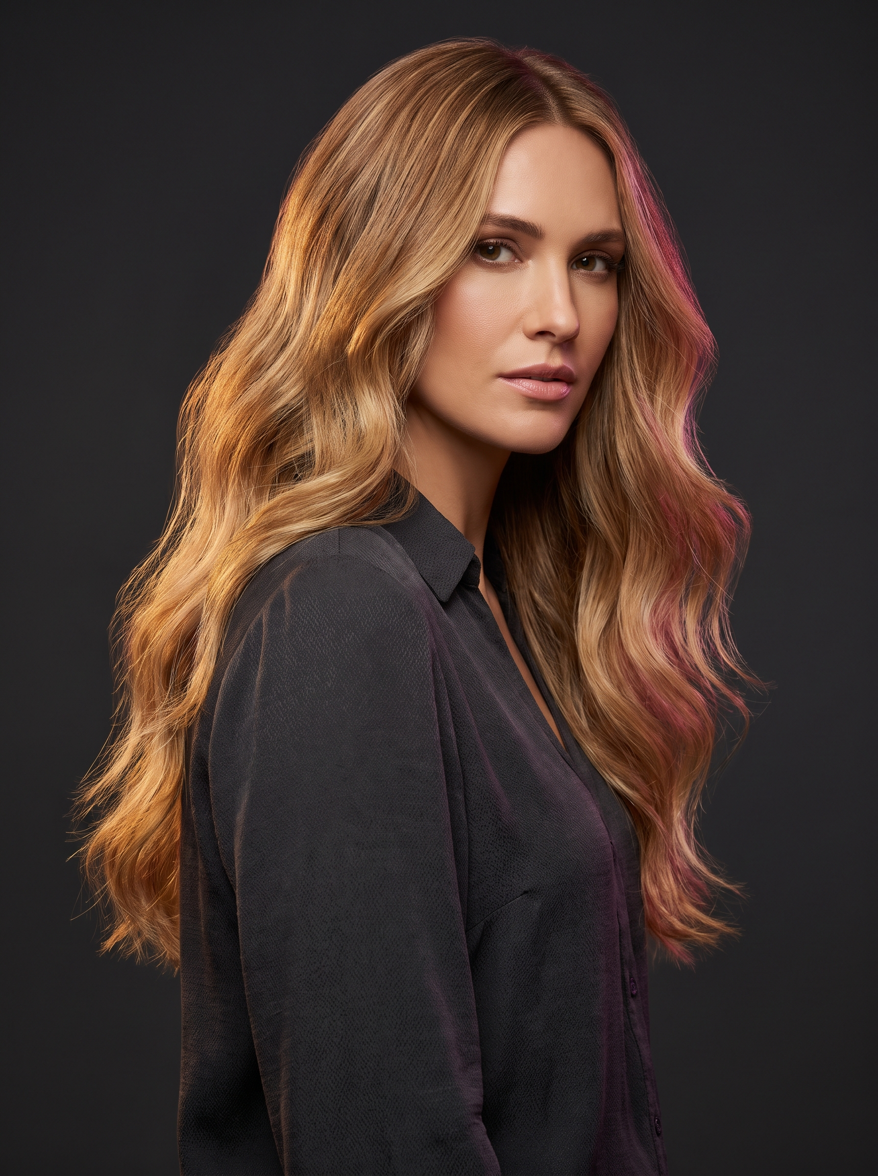 Balayage biondo miele su capelli lunghi mossi